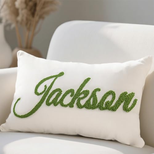 Personalized Embroidered Name Lumbar Pillow，Custom Monogram Throw...