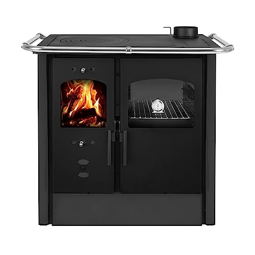 8, 4 kW Küchenofen Bruno Alena- Kochplatte aus Gusseisen- Mit großem Backfach & extra Warmhaltefach (Anthrazit)-2