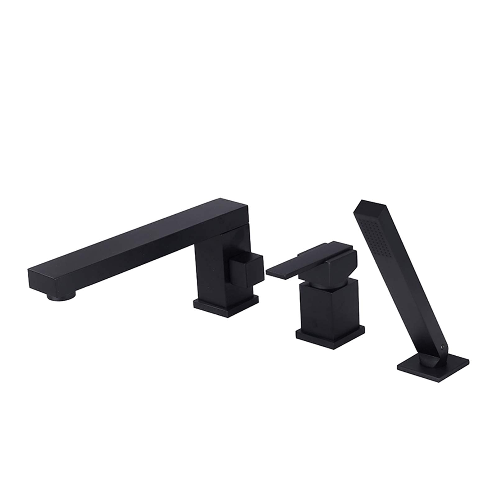 CWCQGH Swivel Bathtub Faucet Widespread Tub Faucet Set Deck Mount Black Tub Filler Faucet 3 Holes Tub Tap with Brass Handheld Shower Head
