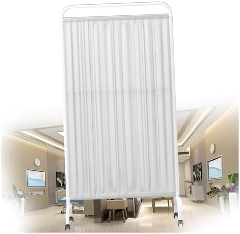 Light Blue 4-Panel Folding Room Divider - Freestanding Privacy Screen with Lockable Wheels for Hospitals, Clinics, Offices & Home Spaces