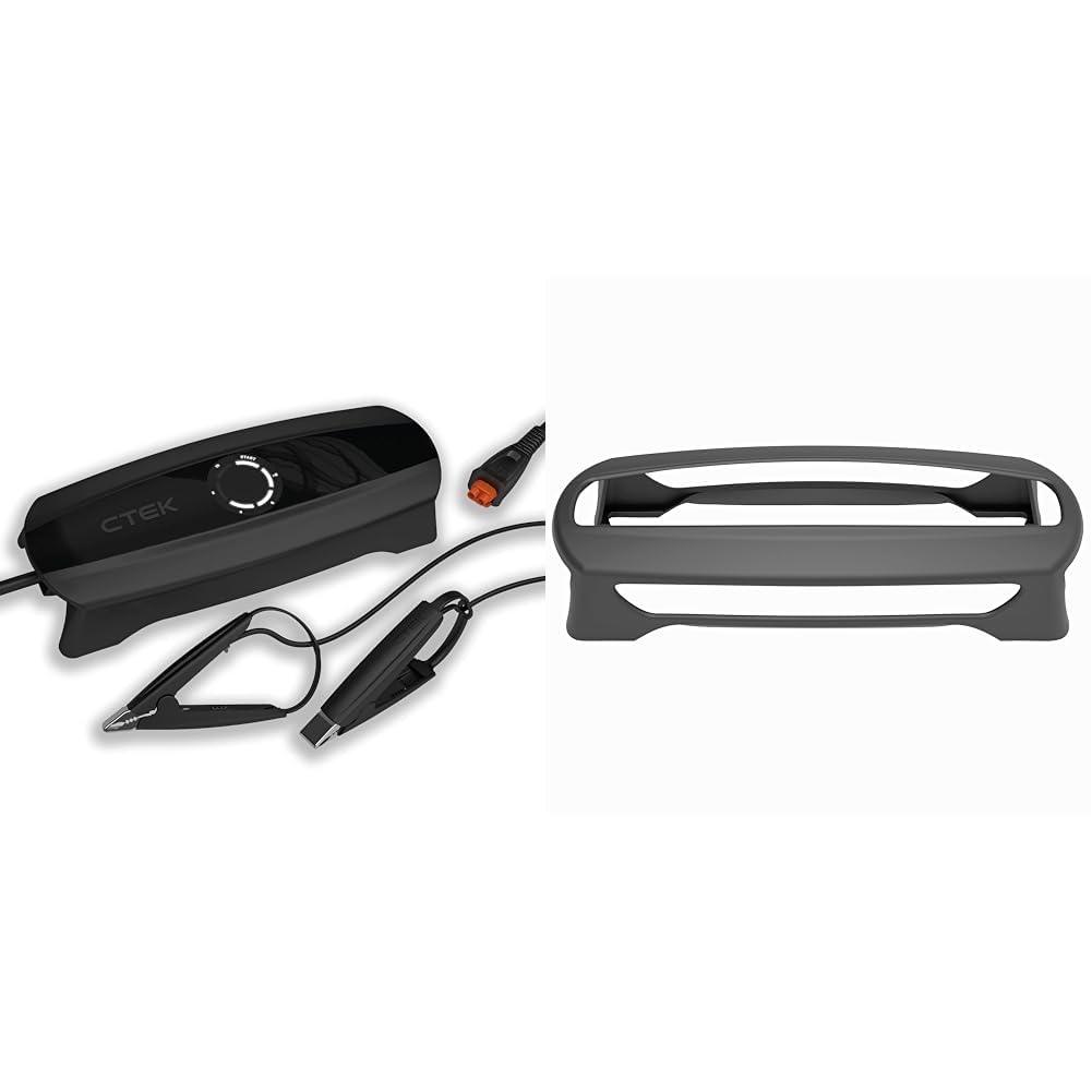 CTEK CS ONE, Batterieladegerät 12V, Intelligentes Ladegerät Motorrad, Ladegerät Auto, Erhaltungsladegerät Mit Adaptive Ladung, App, Rekonditionierungsmodus Und Polaritätsfreie Klemmen & CS ONE Bumper