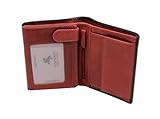 Visconti TR-34 Classic Tri Fold Wallet Passcase / ID Wallet made of Veg Tan Leather (Black/ Red)