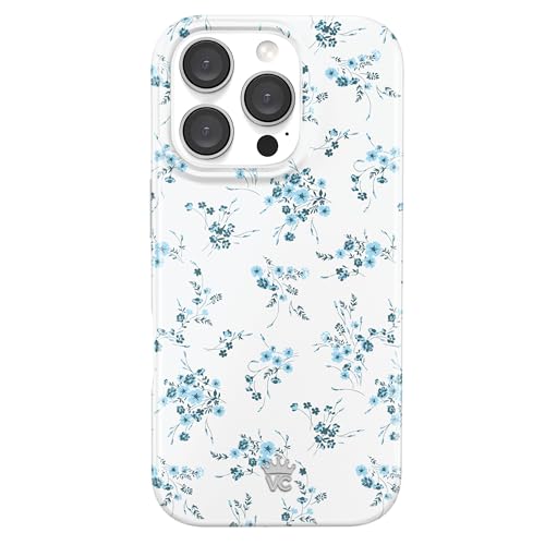VELVET CAVIAR for iPhone 16 Pro Case Coquette Flowers - Compatible with MagSafe [10ft Drop Tested] - French Blue Floral
