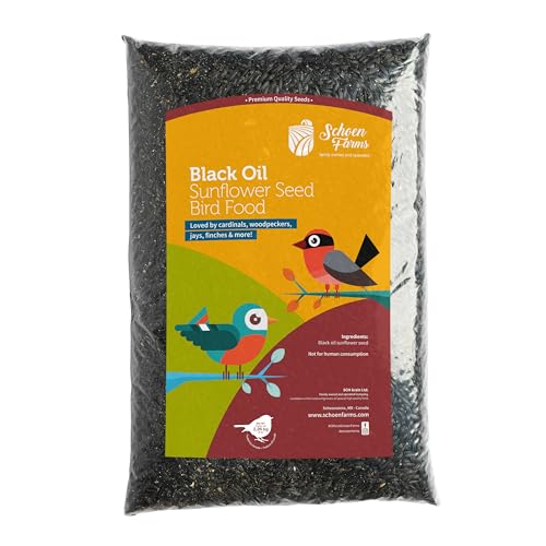Schoen Farms Black Oil Sunflower Seeds – 2.27 kg Bag – Wild Bird Food for Chickadees, Cardinals, Jays & Finches – Grown in Canada