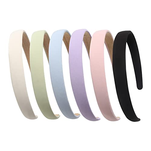 Cuizhiyu Solid Simple Headbands For Women 0.7Inch Plain Soft Fabric Hairbands No Slip Fashion Cute Hair Bands For Girls Pack Of 6 cover