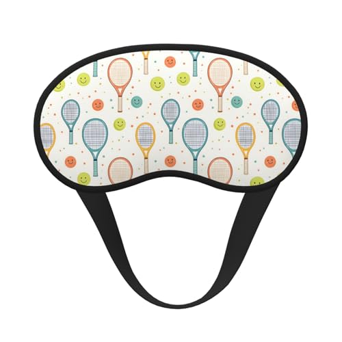 Antifaz para dormir para mujeres y hombres, colorido estampado de raqueta de tenis, cómodas máscaras opacas para dormir en avión, banda elástica, máscara de dormir nocturna para siesta y juegos de