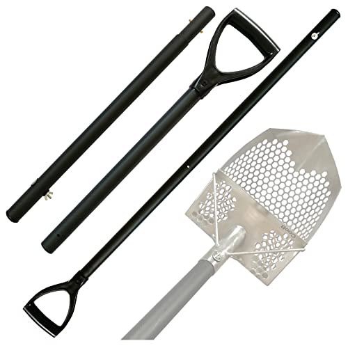 CooB Metal Detector Hunting Sand Scoop Shovel - Travel Collapsible Light Strong Carbon Fiber Handle Pole, Sand Scoop Not Included (Carbon Fiber Handle)