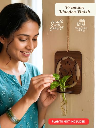 Image of Bombay Greens Wooden Ganesh Hanging Planter | Lord Ganesha Wall Planter for Home Decor, Office & Garden | Decorative Planter for Small Plants & Succulents