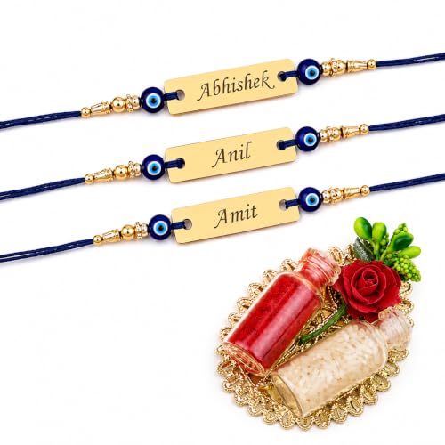 Image of Unisex-Adult Customized Name Rakhi For Brother | Rudraksha Beads, Custom Name Engraving, Adjustable Fit