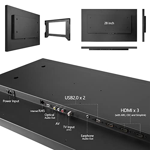 Image of 28inch 4K UHD Smart TV for Bathroom,Mirror Panel, IP65 Waterproof,Built-in Speakers, WiFi, Bluetooth,webOS System, Model 2026