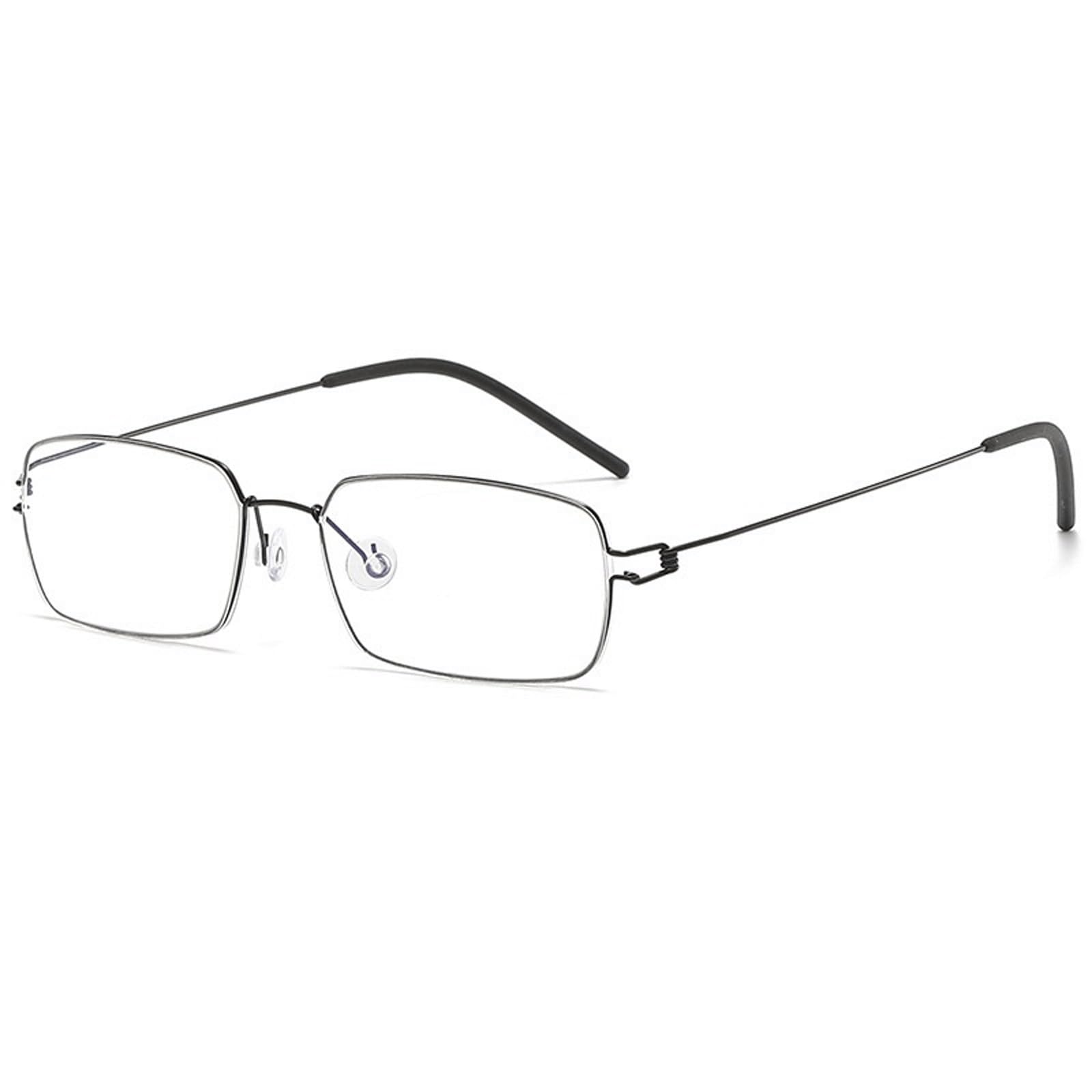KLJUddGY Ultralight Eyewear Frames Screwless Spectacles for Computer Non Prescription Eyeglasses Pure Titanium Glasses Reading Glasses(Black Gold)