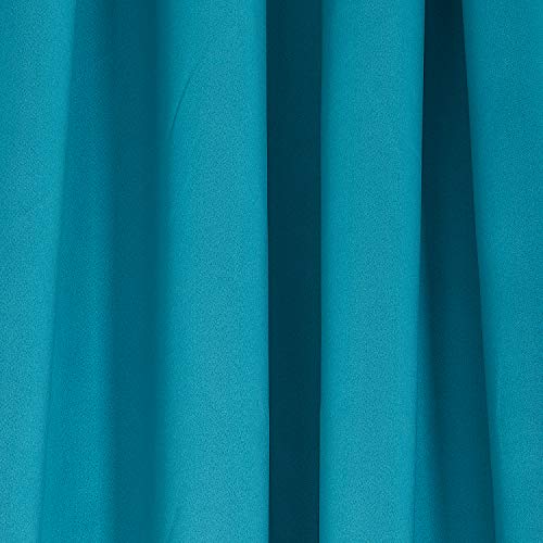 Image of Swayam 100% Blackout Polyester Door Curtain for Living Room & Bedroom | 7.5 Feet | Room Darkening Curtain with Eyelets | Pack of 2 | Solid Design - Turquoise