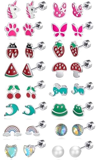 16Pares Pequeños Pendientes Niñas Silver Atornillable Juego de Pendientes Hipoalergénico Surgical Steel Joyería para Niñas Unicornio/Ladybug/Fresa/Circonitas/Perlas | Ya disponible en tu tienda friki favorita! En mundofriki.es! 16Pares Pequeños Pendientes Niñas Silver Atornillable Juego de Pendientes Hipoalergénico Surgical Steel Joyería para Niñas Unicornio/Ladybug/Fresa/Circonitas/Perlas | Ya disponible en tu tienda friki favorita! En mundofriki.es!