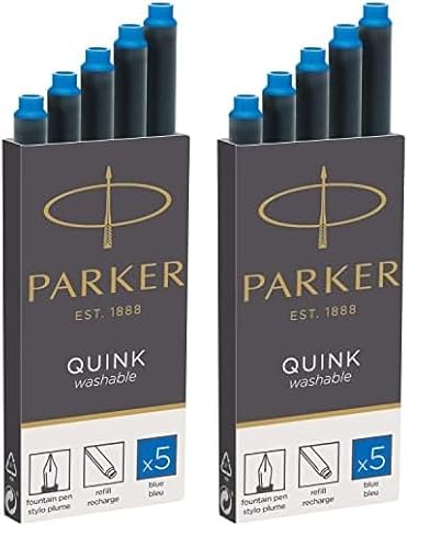 Parker cartouches d'encre pour stylo plume | longue | encre effaçable QUINK | Lot de 10