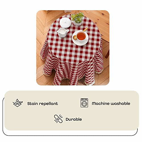 Buffalo Check Plaid Tablecloth, Burgundy -70" Round - Premium & Durable Checkerd Tablecloth Is Reversible For Solid Colors - Waterproof, Stain-Resistant & Machine Washable By Achim Home Decor #TOP2
