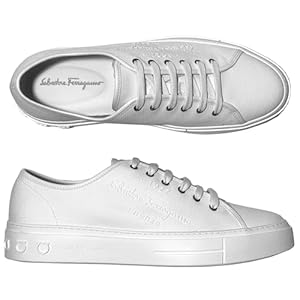 Ferragamo MEDITERR ECO Men’s Low-Top Logo Gancini Sneakers Lace-up White Tennis Sport Shoes