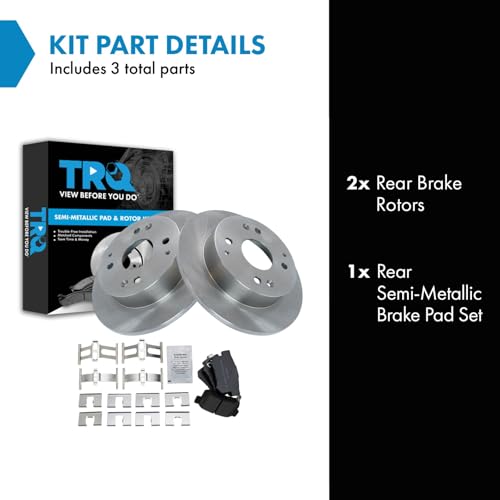 Image of TRQ Rear Brake Pad and Rotor Set Semi Metallic