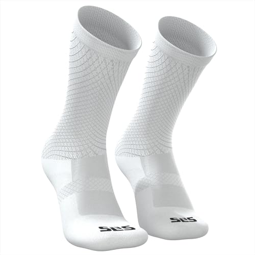 SLS3 Triathlon Socks – Engineered for Comfort in Triathlons – Ideal Cycling Socks for Men or Women & Short or Long Distance Running Socks (White, 2 Pairs, Medium/Large)