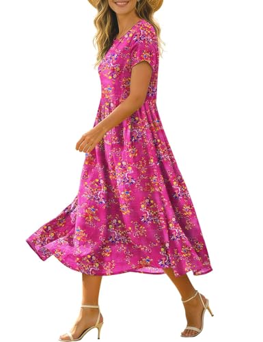 BOHOWE Women's Summer Casual Loose Dresses Boho Floral Maxi Dress for Women Beach Vacation with Pockets XL HD1 FL0BF