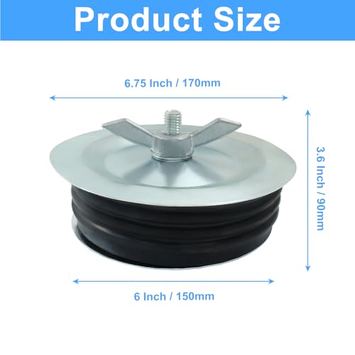HARSKIYER 6 Inch Sewer Cleanout Cap, Durable Mechanical Test Plug Metal Sewer Drain Cover, Sewage Pipe Cap with Wing Nut for Pipes, Sinks, Pools