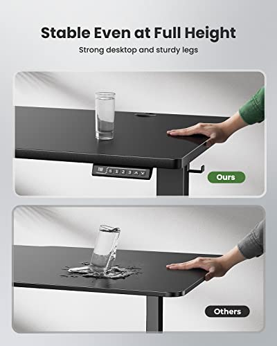 Marsail Electric Standing Desk Adjustable Height, 55 * 24 Inch Sit Stand Up Desk For Home Office Furniture Computer Desk With 4 Memory Presets, Headphone Hook #TOP2