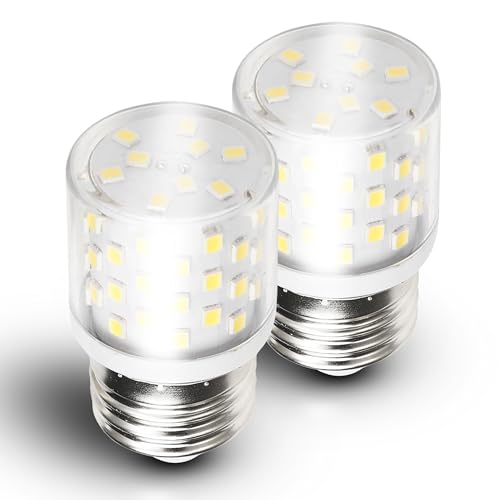 Xyanmc E26 LED Freezer Light Bulb, 6w Replacement 50w-60w 5304511738 KEI D34L Refrigerator LED Bulb, 600LM Daylight White 5000K, E26 Base for Fridge Freezer Ceiling Fan Appliance Lighting 2pack