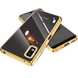 【FULEEYUHN】AQUOS wish3 ケース クリア 軽量 薄型 黄変防止 ウィッシュ3 カバー 透明 SH-53D SH-M25 対応 スマホケース 上質TPU素材 米軍MIL規格取得 柔らかい手触［耐衝撃 レンズ保護 傷防止 落下防止 耐久性］ストラップホール付き(ゴールド)