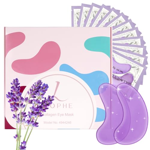 LOPHE Parches Ojos Bolsas y Ojeras, 30 Pares Parches Ojos de Gel, Eye Patches Hidratante con Extracto de Lavanda, Under Eye Gel Patches, Máscara Independiente para Hidratar y Reducir Arrugas (Púrpura)
