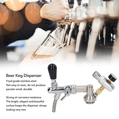 Image of Tissting Beer Keg Dispenser Kit with Adjustable Faucet & Pressure Gauge, Stainless Steel Home Brewing Regulator Equipment for 1.8-10L Kegs, Easy to Clean & Durable