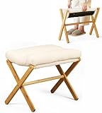 JKJ&ZXZ Wood Folding Footrest Stool, Sofa Modern Folding Ottoman Footrest with X Legs, Change Shoes Bench with Thick Cotton Cushion for Entryway Bedroom Living Room