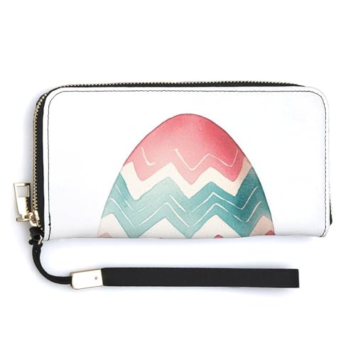 Colorful Easter Egg PU Leather Clutch Long Bifold Wallet, Coin Purse Credit Pass Case, Durable Card-Holder Money Storage for Women Men