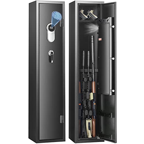 VEVOR 5 Rifles Gun Safe, Rifle Safe with Fingerprint Lock, Quick Access ...