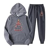 Clearance of Sales Fashion Damen Casual Solid Printing Langarm Taschen Elastische Taille Bandage Taschen Lange Hosen Sets 4 Christmas of Deals Black of Friday Deals, Cyber of, Grau Nr. 43, 3XL