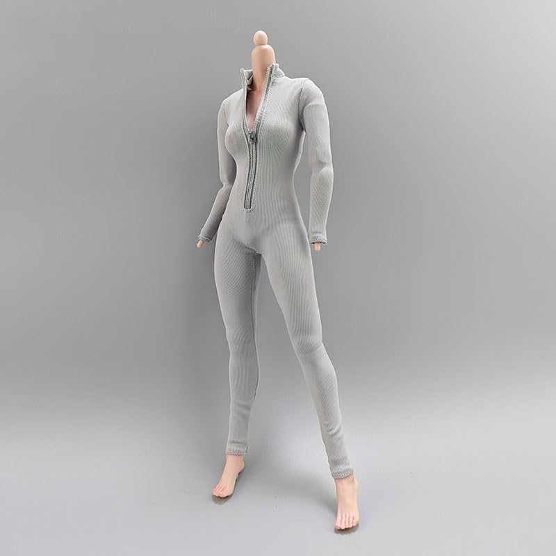 Combinaison pour femme ajustée grise à manches longues pour soldat 1/6 AMITD