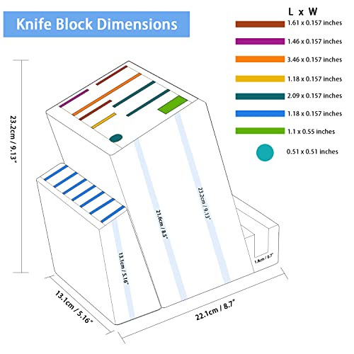 Niuxx Universal Acacia Wood Knife Block, 16 Slots Kitchen Knife Holder Without Knives, Large Countertop Butcher Block Knife Organizer With Cutting Board Holder, Can Store Scissor And Sharpener #TOP1