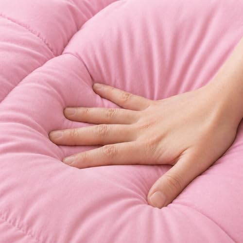 Image of Luxury Hotel Collection Cotton Comforter | All-Season Lightweight Quilt for Hot Sleepers | Plush, Breathable & Box-Stitched (Queen) HOT Pink