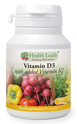 Vitamin D3 3000iu and Vitamin K2 100mcg 90 Capsules, Manufactured for Maximum Absorption, Magnesium Stearate Free & No Nasties, Made in Wales
