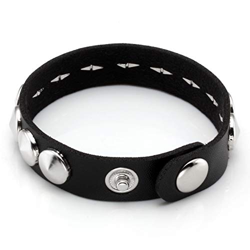 Milakoo Punk Mens Black Pu Leather Bracelet Wide Snap Button Wrap Bracelets 7.5" Wristband For Women #TOP1