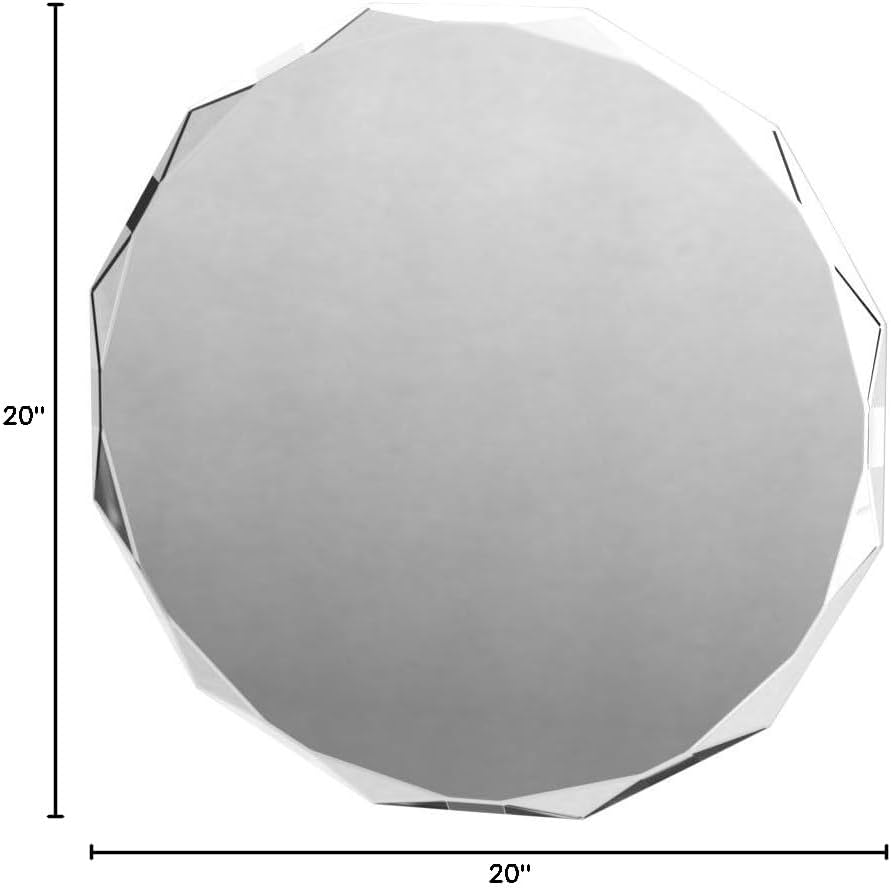 Single Beveled Edge Circle Mirror Frameless Wall Mount Bathroom Vanity Mirror, 20”