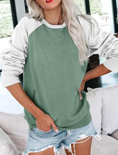 Image of Ovanviso Womens Long Sleeve Sweatshirt Casual Crewneck Cute Pullover Tops Lightweight Sweatshirt with Pocket
