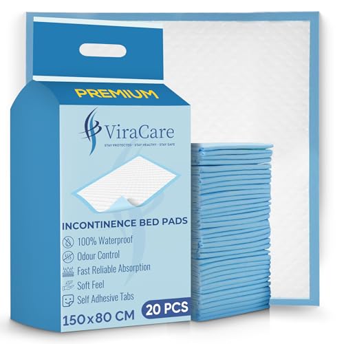 20 fodere per letto per incontinenza di prima qualità, 150 x 80 cm, per incontinenza, offrono una sensazione morbida al tatto, tappetini usa e getta per incontinenza, protezioni per letto per bambini,