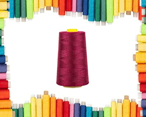 Rohans Overlock Yarn 40/2 (120) , 5000 Yards (4570 Meters) Sewing Thread Cones , Sewing Machine Multi Colour Yarn Cones, 100% Polyester Material (White, 4)