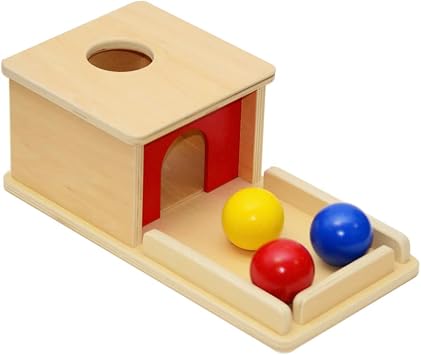Elite Montessori Object Permanence Box مع صينية ثلاثة كرات ملونة