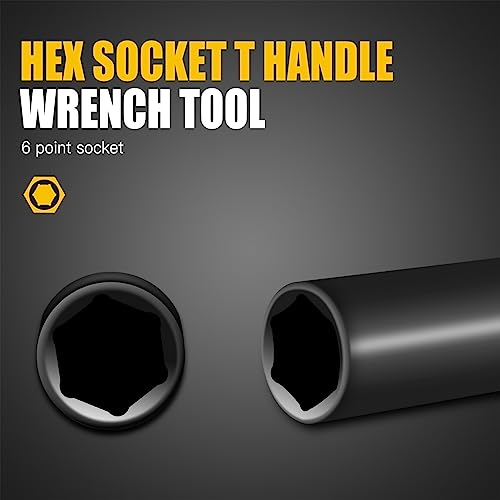 Pgroup T - Handle Metric Socket Wrench Set 6- Point (6Mm,7Mm,8Mm,9Mm,10Mm,11Mm,12Mm,13Mm,15Mm,17Mm,19Mm) Cr-V Steel Hex Socket For Motorcycle Car Repair (11 Pack) #TOP3