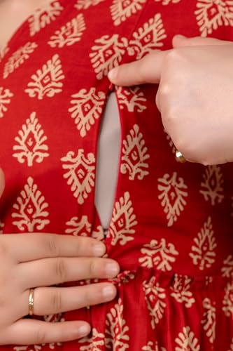 Image of Dhruvi Women's Rayon Anarkali Maternity Dress & Feeding Kurti with Zippers