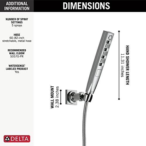 Douchette à main Delta Faucet Tetra chromée avec flexible et technologie H2Okinetic 55140-PR - 4