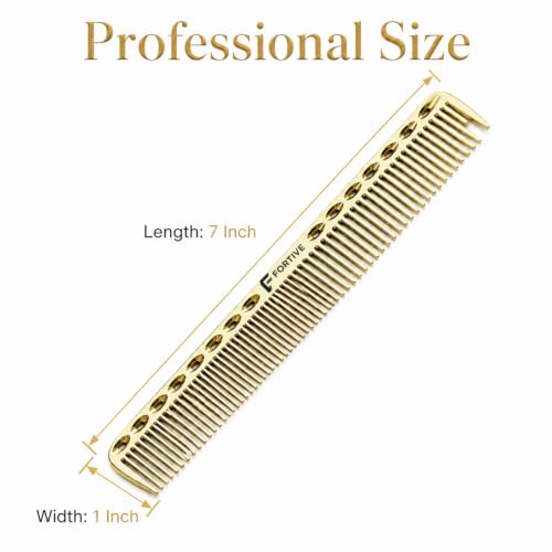 Image of Professional 7 Inch Alminium Metal Hair Cutting & Styling Comb - Gold