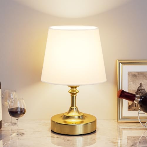 Image of Kakanuo Mini Cordless Table Lamp Gold - 1 Pack 4000mAH Battery Operated Lamp for Decor, 3000K Stepless Dimming Touch Control Rechargeable Lamp for Bedroom, Dining Table, Counter, Living Room