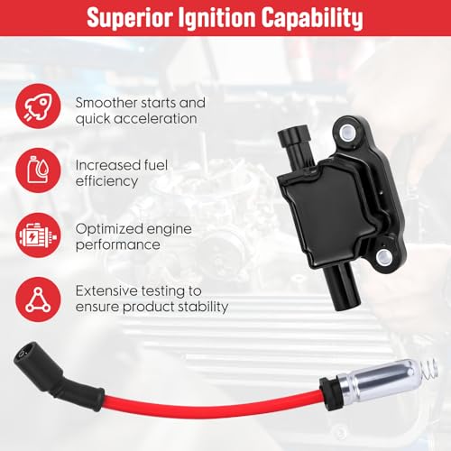 8 Pack Ignition Coils and Spark Plug Wires Set Fit for Chevy Silverado Tahoe Suburban Avalanche Express GMC Sierra Yukon 1500 Escalade 4.8 5.3 6.0 6.2 L V8, Replace for UF413 9748HH 12570616