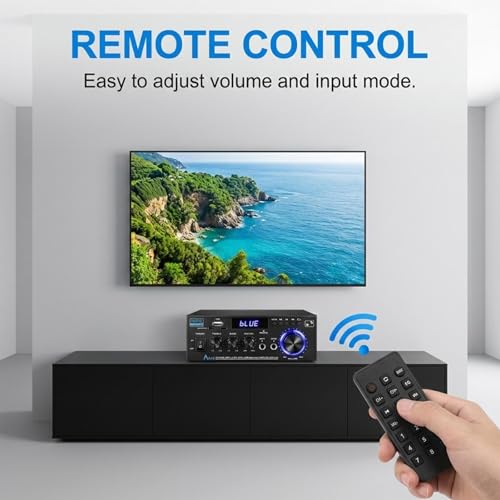 Amplificateur audio stéréo HiFi AK45 Bluetooth 2 canaux 60W avec télécommande pour la maison - 5